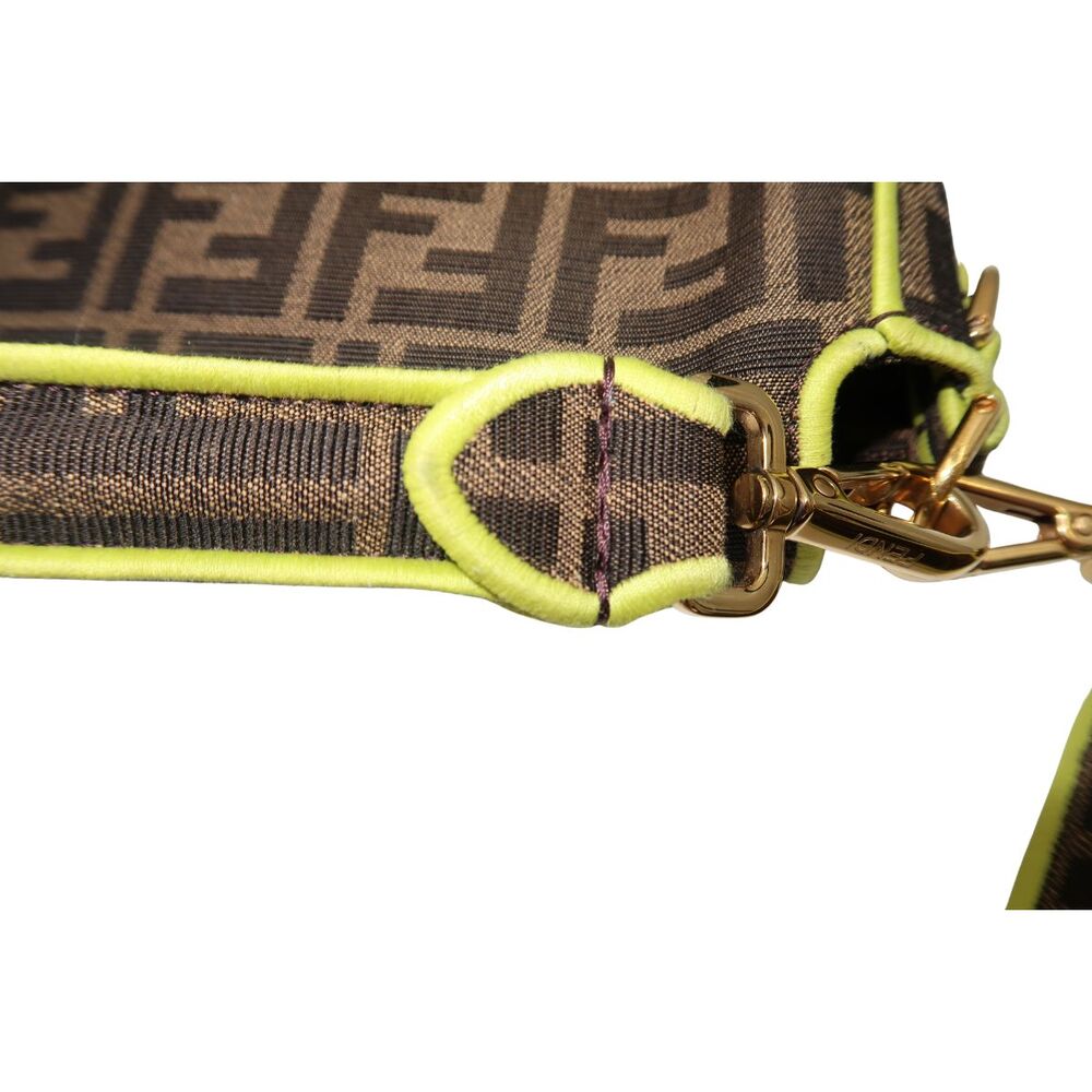 Fendi Zucca Embroidered Canvas Baguette Medium Shoulder Bag Brown Neon Women's - Picture 15 of 16
